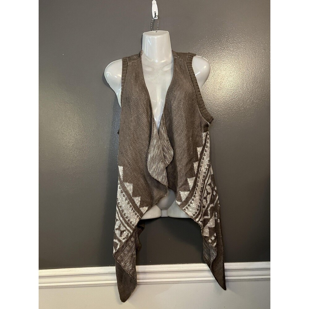 Absolutely Creative Worldwide Vest Womens XL Brown Aztec Open Front Made USA